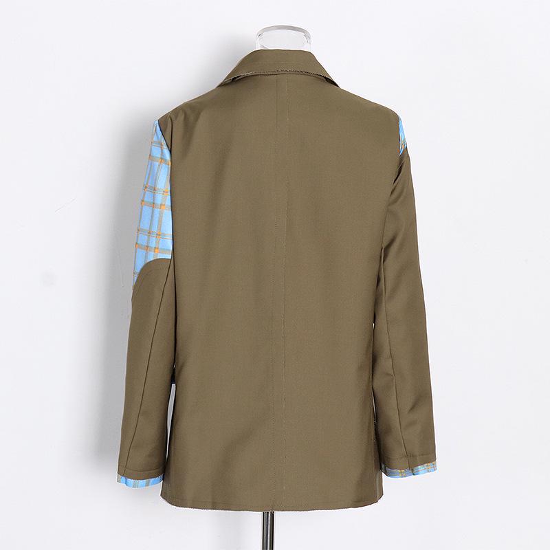 Australian Trendy Lapel Jacket 2025: Fashionable Chain Accent, Contrast Stitching, Long Sleeve All-Match Suit