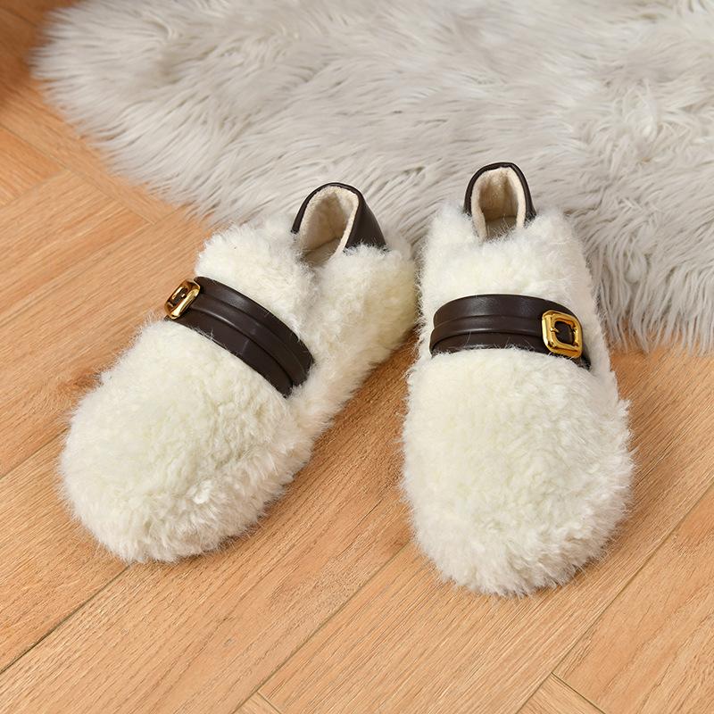 Fashion retro versatile Doudou cotton shoes women's 2025 autumn and winter new soft-soled thin shoes with a pedal on shit