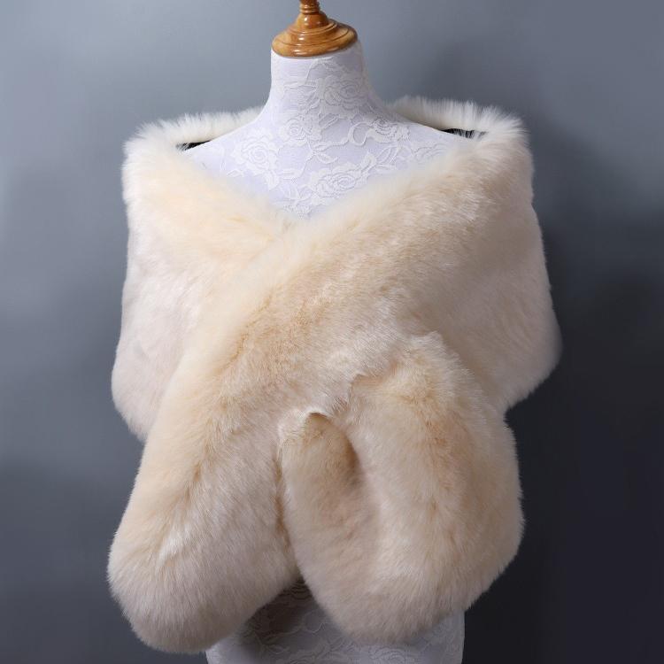 Women’s Luxurious Faux Fur Shawl Winter Bridal Thicken Soft Warm Comfortable Faux Fur Shawl Wrap for Wedding Evening Party
