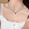 Blue Love Beaded Necklace Women's Light Luxury Niche Collarbone Chain Personalized Jewelry