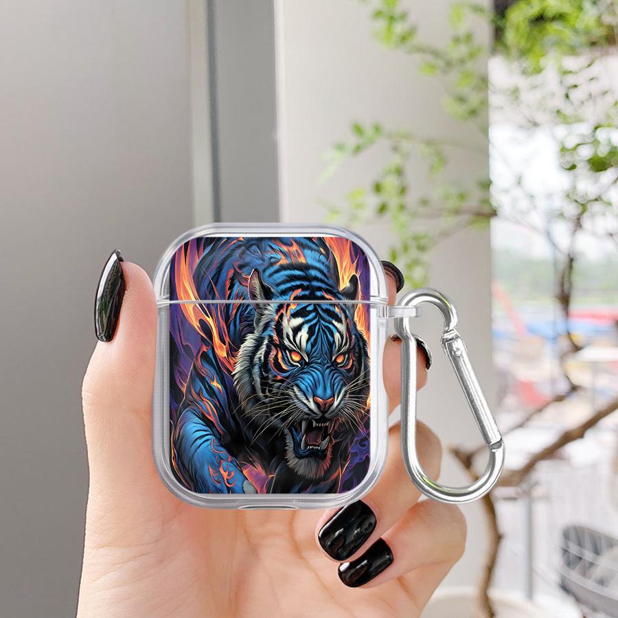 Clear Earphone Cases Cover Case For Airpods Pro3 Pro2 3 1 Pro 4 2 Fire Tiger Design
