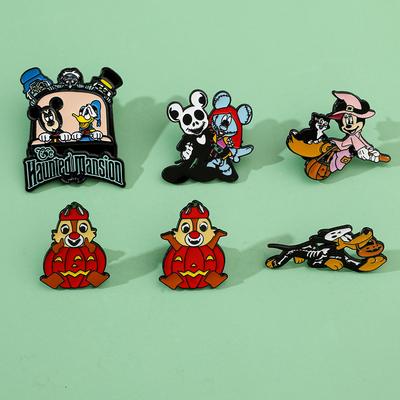 Cartoon Creative Personality Halloween Metal Badge Pumpkin Squirrel Skull Mickey Minnie Alloy Brooch Accessories