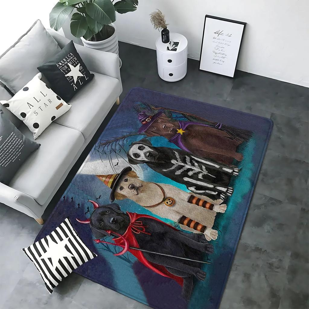 Lustige Haustiere Möpse Bulldogge 3D-Druck Teppich für Wohnzimmerdekoration Zuhause Sofa Couchtisch Bereichsteppich Schlafzimmer Garderobe Fußmatte