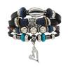 New Retro Multi-bead Feather Turquoise Glazed Wings Leather Bracelet Hot Seller