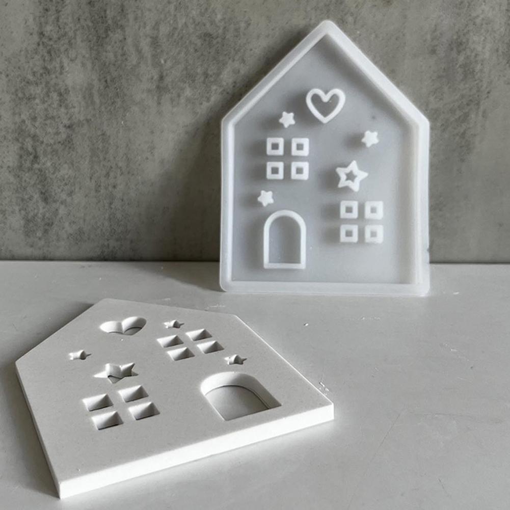 Silicone House 3D Moulds Reusable DIY Handmade House Molds Multifunctional House Shaped Candlestick Mould for Table Decoration