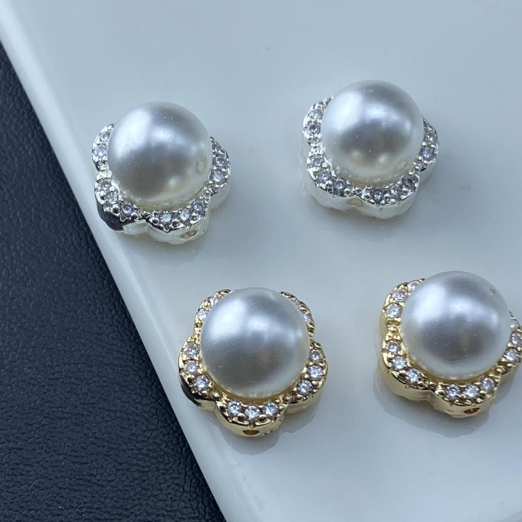 Double-Sided Zircon Plum Blossom Bead Ring Spacer – Crystal Color Retention Beading Accessory