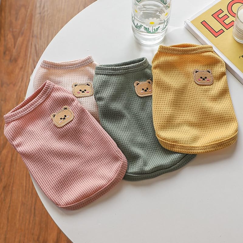 Generic 4 Pieces Dog Shirts with Breathable and Comfort Small Medium Dog pet Clothing Spring Dog Outfits for Small Puppy Cat Pets (Medium), Yellow