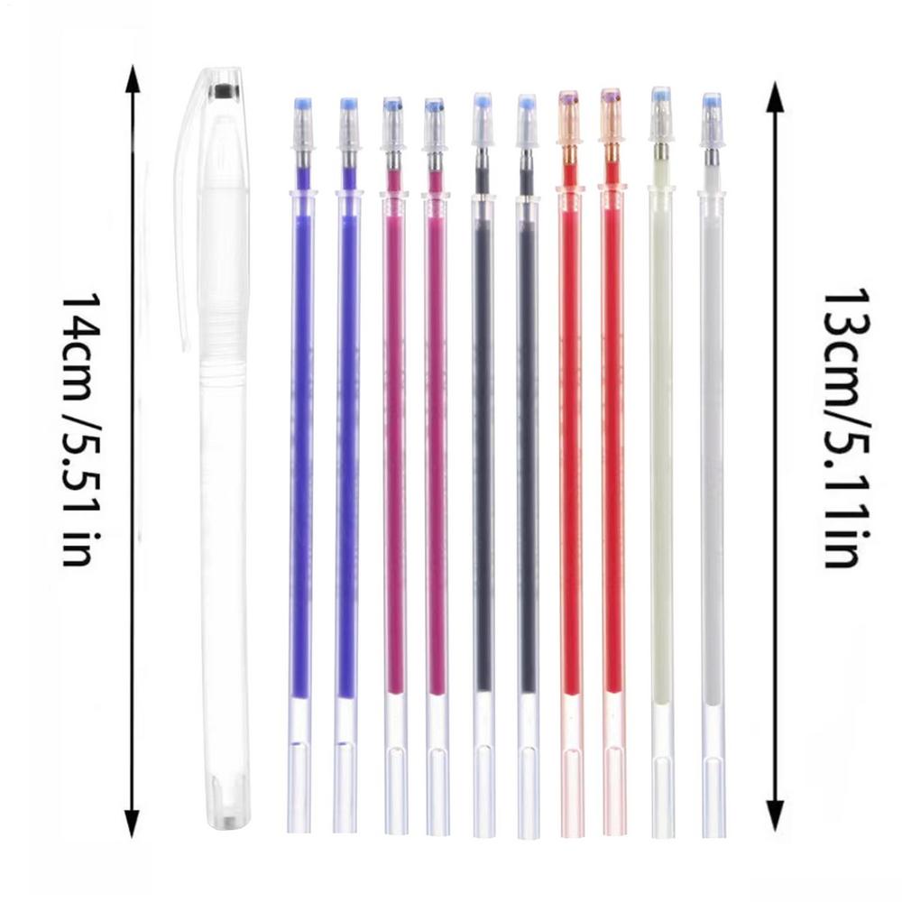 10 Refills Magic Marker Pen Temperature Disappearing Pen for Sewing Heat Erasable Fabric Marking Pens DIY Craft Sewing Accessory