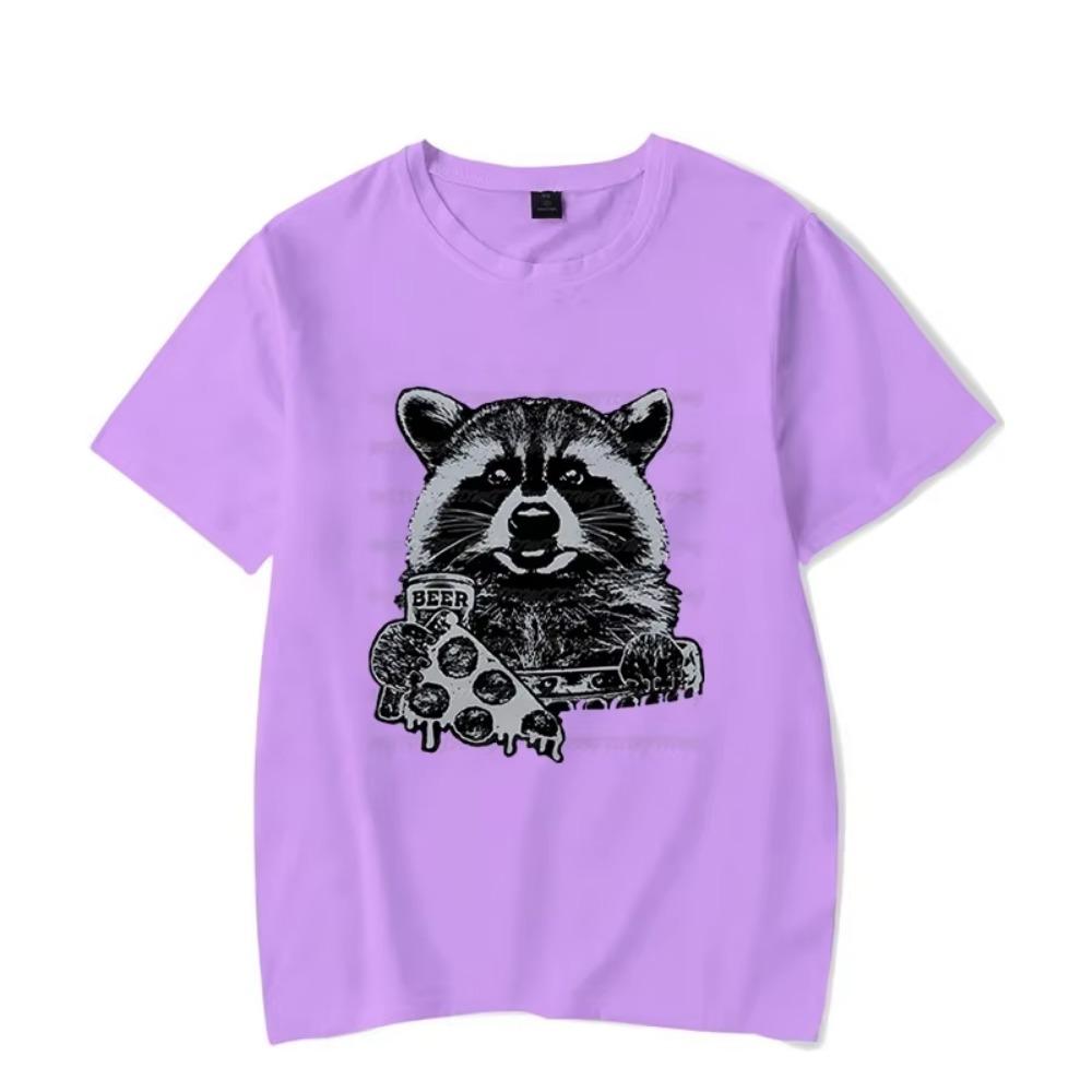 Men's T-shirt Raccoon T Shirt Pizza and Beer T Shirts Funny Beer Witty Kawaii Shirt Men Women Tshirt Male Classic T-shirt Hombre