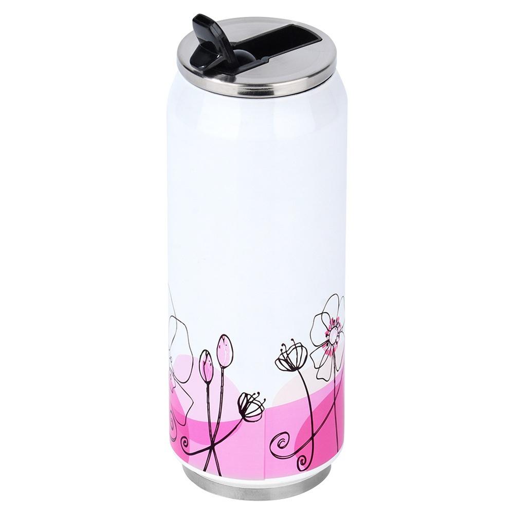 Thermosbecher Dosen Thermosflasche für Heiße Kalte Getränke Blumen 0,5L