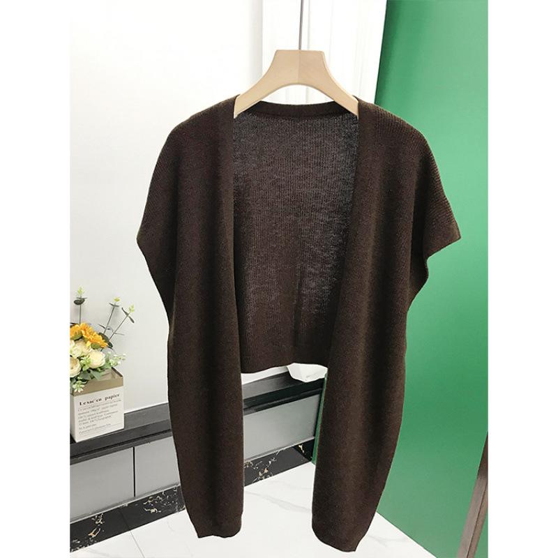 

Мягкий восковой однотонный вязаный свитер-шаль топ осень и зима новый ретро темперамент верхняя накидка женская One size