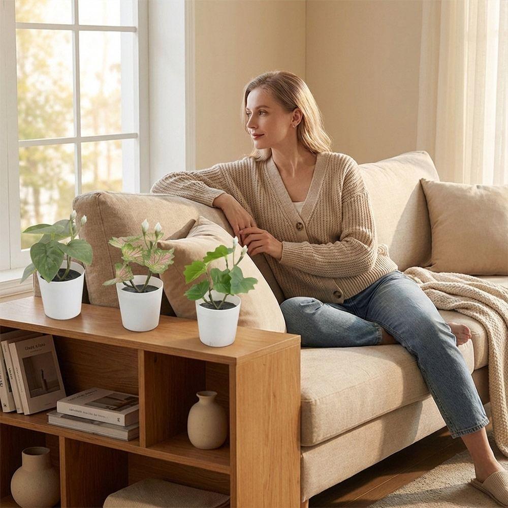 Green Green Plant Potted Greenery Desktop Ornament High Quality Artificial Grass Bonsai  Windowsill