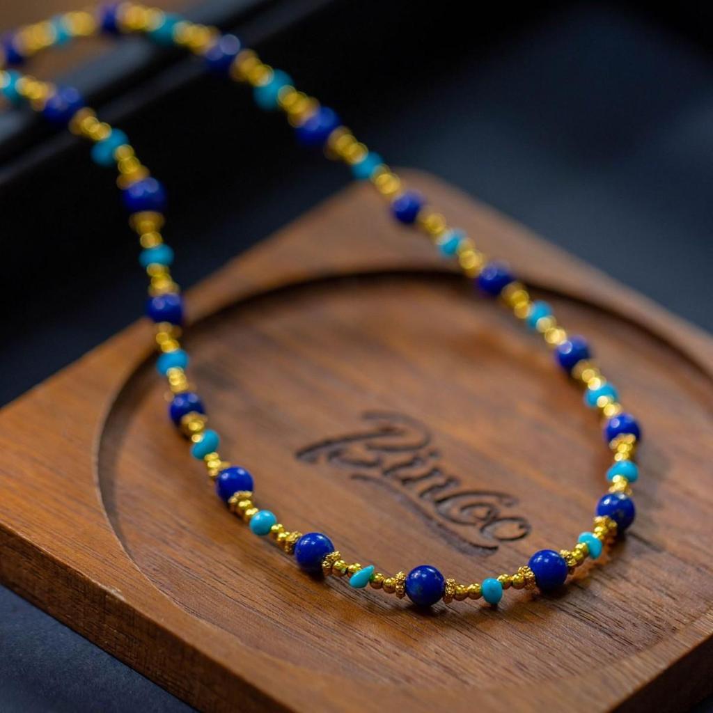 Xirui High-End Lapis Lazuli & Turquoise Beaded Choker Necklace for Girls - Personalized Design Jewelry