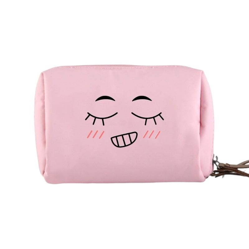 Practical Smile Series Makeup Bag Unisex Nylon Hand Carry Cosmetic Organizer Storage Bags For Daily Use