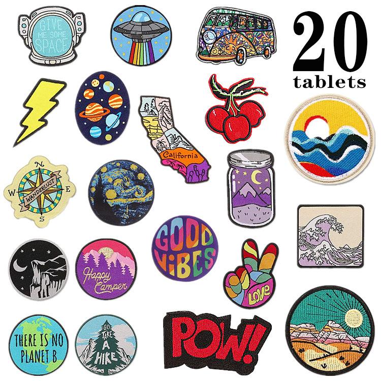 Astronaut Embroidery Cloth Sticker, Clothes Patch Sticker, Decorative Embroidery Sticker, Ocean Wave Computer Embroidery Chapter Cherry