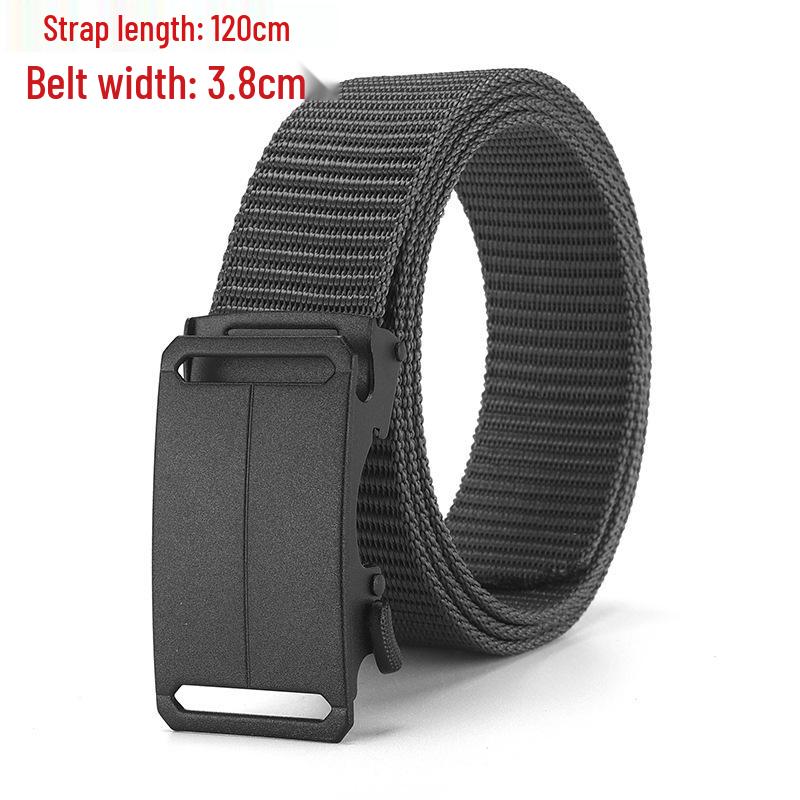 Men's Tactical Canvas & Nylon Woven Belt with Leather Trim - Elastic and High-End Accessory