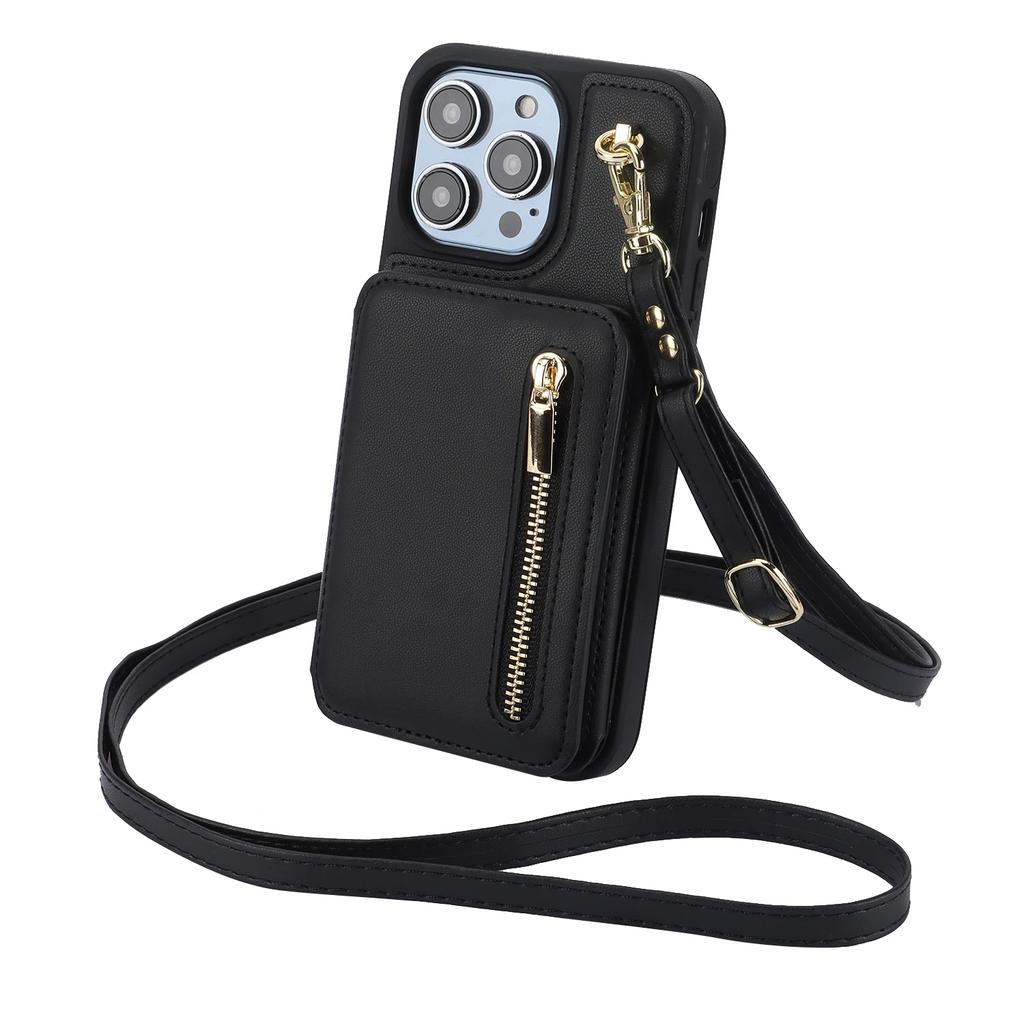 Zipper Cards Bag Crossbody Leather RFID Wallet Case For iPhone 17 Pro Max 15 16 14 Plus 13 12 11 XS SE 2022 Pocket Purse Cover