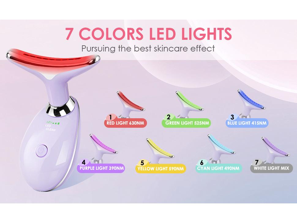 Cross-Border 7-Color Neck Wrinkle Massager & Vibration Beauty Device