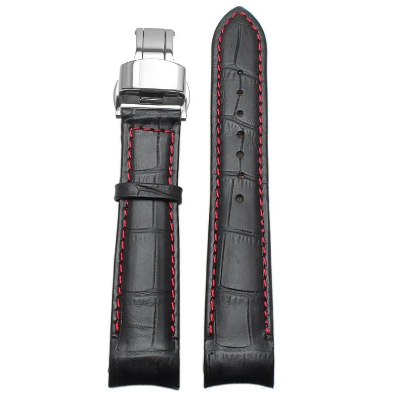 Curved End Men's Watchband for Citizen BL9002-37 05A BT0001-12E 01A Watchstrap Genuine Leather with Butterfly Buckle 20 21 22mm