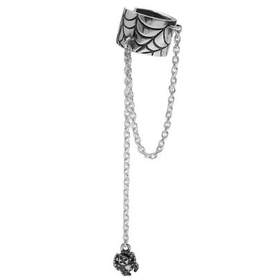Shinjuku Ginnokura Spider Silver Ear Cuff with Chain 1P Single Ear 925 Silver Spider Chain Ear Cuffs Ear Cuff Earrings Silver Men's Non-piercing