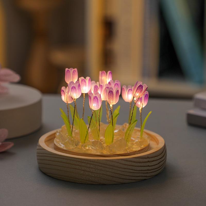 Tulip Night Light DIY Kit: Creative Desktop Ornament Gift for Girls' Bedroom or Valentine's Day