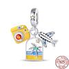 Copper Fashion Travel Airplane Luggage ThreePiece Set Charm Bead Charms Ideal For Women Authentic Bracelets Pendant Do It Yourself Jewellery