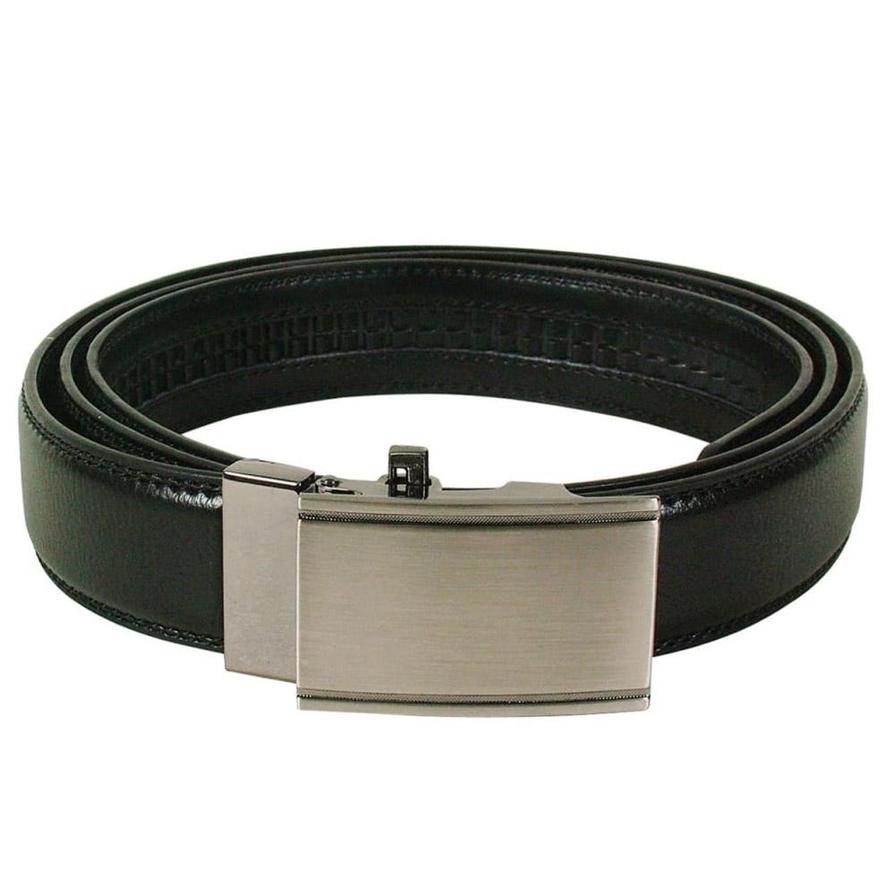 Gdesign Ledergürtel mit Silberschnalle (Schwarz)