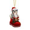 2D Christmas Tree Ornaments Cartoon Cartoon Dog Car Pendant Puppy Acrylic Pendant  Window