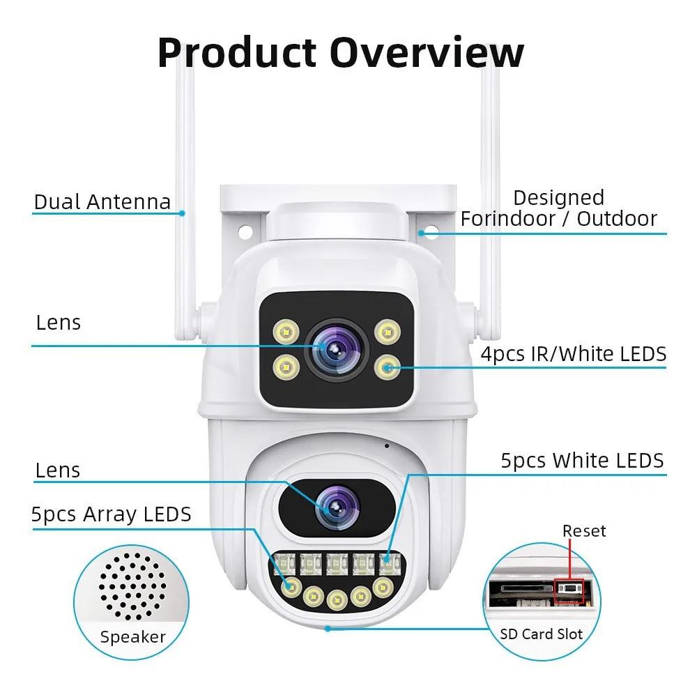 

5K 10MP Surveillance Camera WiFi Dual Screen Lens Real-time intercom AI Human Detect 8MP 4K Outdoor Digital Zoom Security Camera
