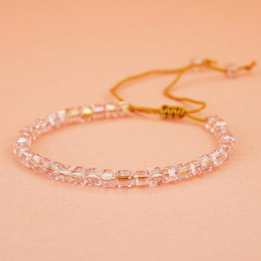 Polyhedron Crystal Bracelet For Women Handmade Braided Adjustable String Charm Braslet 4 Colors Casual Accessories Gift For Her