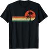 Retro Style Tropical Vintage Sunset Beach Palm Tree T-Shirt