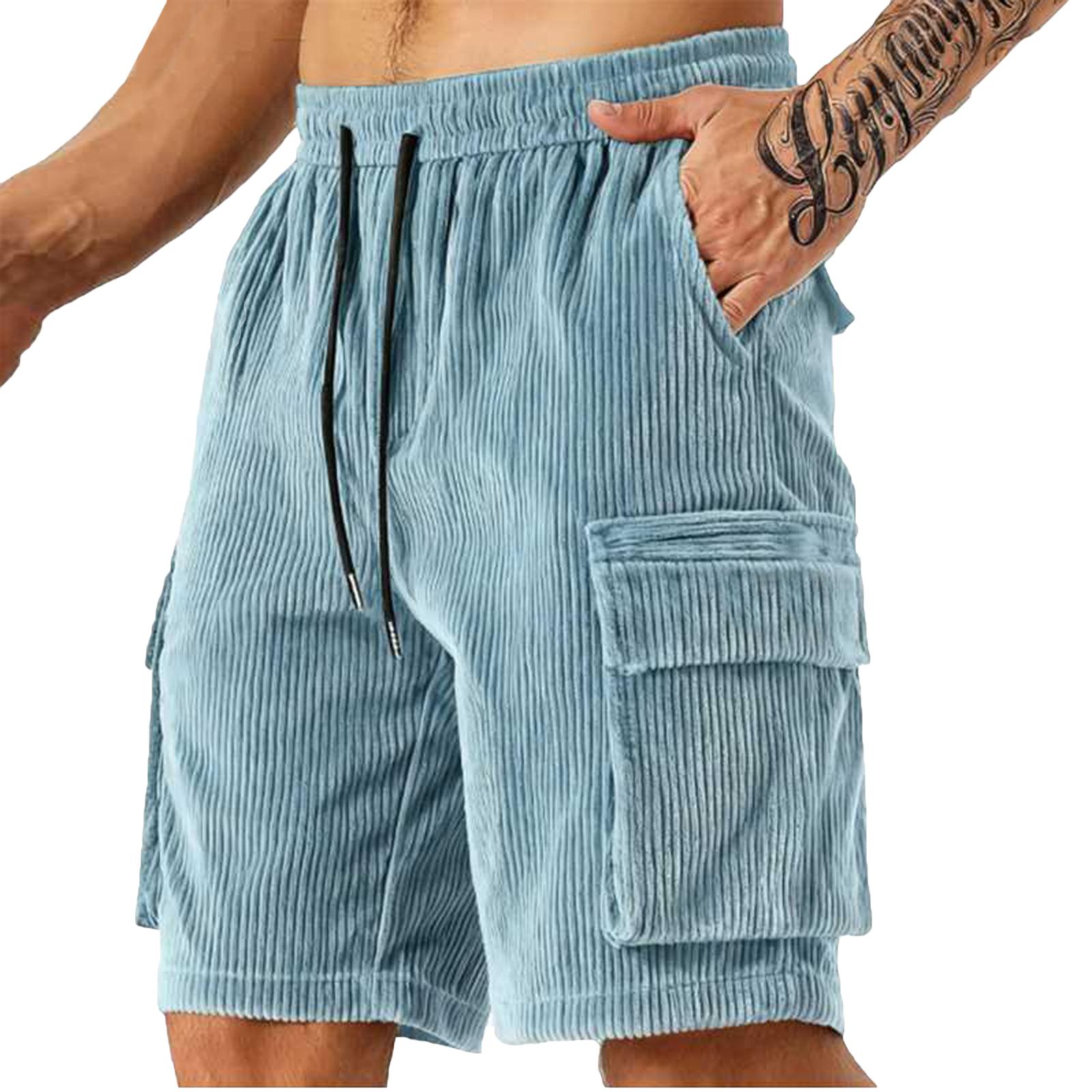 

Мужская спортивная карманная рабочая одежда, повседневные свободные шорты, повседневные шорты для бега S синий