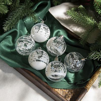 Şeffaf Noel Topu Mavi Boyalı Noel Ağacı Dekorasyon Ev Dekorasyonu