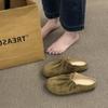2025 Baotou Half Slippers Women's Summer New Flat-bottomed Pleated Lazy Cool Slippers Versatile Casual Muller Shoes