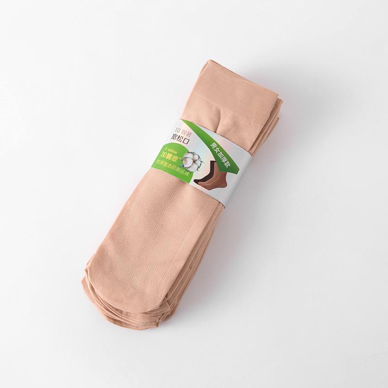 10 Pairs Spring Autumn Thickened Stockings for Women Anti Slip Cotton Sole Mom Style Women's Socks Velvet Moisture Wicking Nude Color Mid Calf Socks