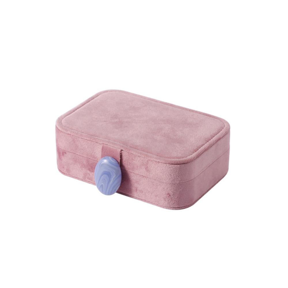 

Large Capacity Velvet Jewelry Box Stone Jewelry Organizer Case For Earrings, Rings, Necklaces Princess Pink