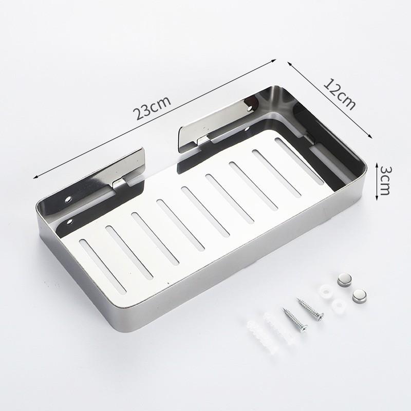 Stainless Steel No-Drilling Soap Holder, Bathroom Shower Soap Dish with Drainage, Hotel Style Rustproof Wall Mount Rack