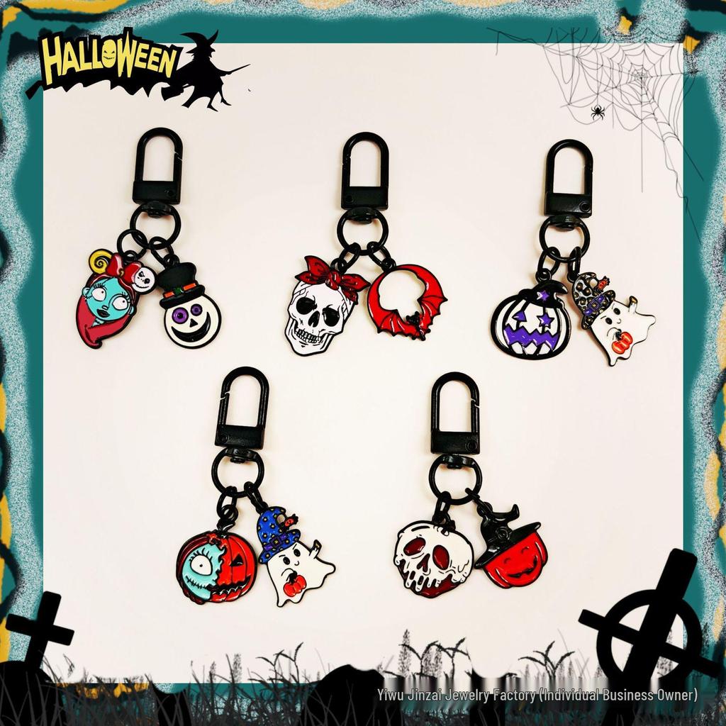 Cross-Border Halloween Skull & Pumpkin Keychain – Metal Ghost Charm Gift