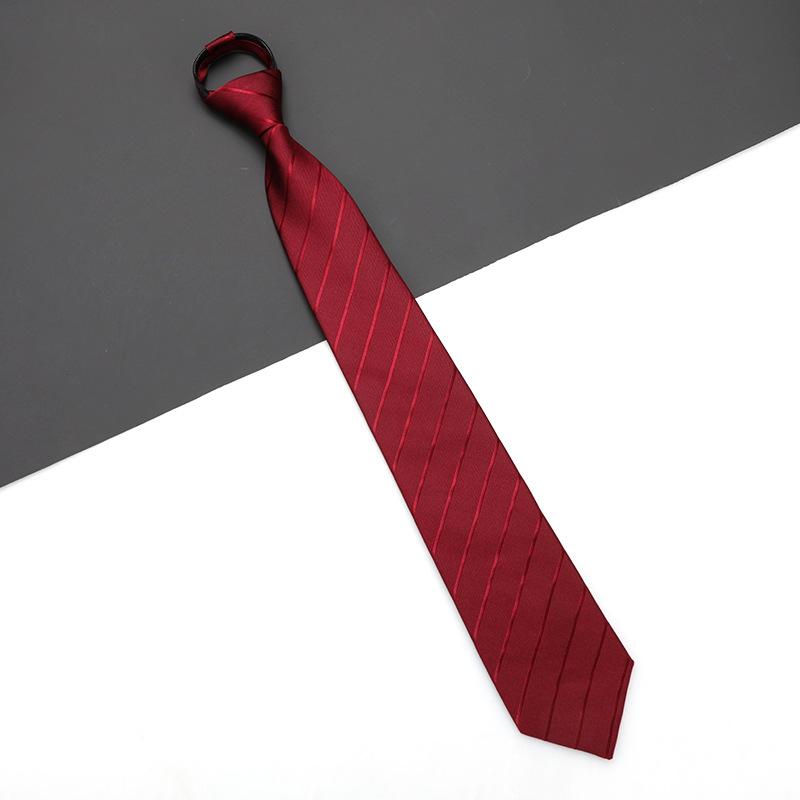 Men'S And Women'S Red Zip-Up Tie Groom Business Dress Wedding Korean Version Lazy No Striped Tie