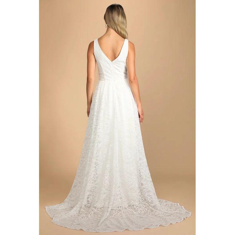 

Заказ внешней торговли Лу Двойной V-образный вырез Легкая роскошь Свадебный Отель Съемка на открытом воздухе Кружево Тяжелая промышленность Шлейф Формальное платье Свадебное платье Длинное платье Fairy White L