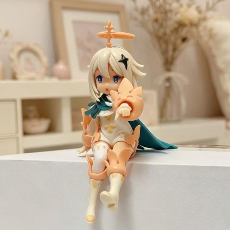 Genshin Impact Paimon Mini Figure Cute Anime Game Character Doll Ornament Sitting Statue Desk Decor Collectible Gift for Fans