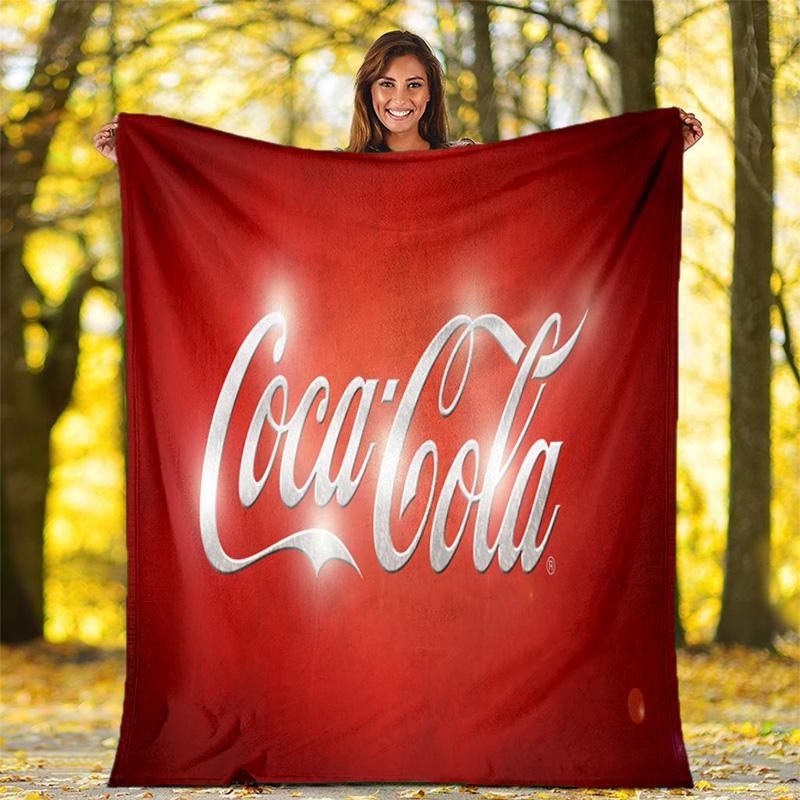 Christmas Gift Halloween Themed Cola Beverage Coca Cola Blanket Soft Home Furnishing Nap Decoration Four Seasons Warm Sherpa Blanket U18