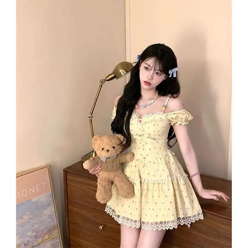 French Sweet Spice Girl Small Design Sense Short Sleeve Dress Women's Summer New Niche Suspender Short Dress