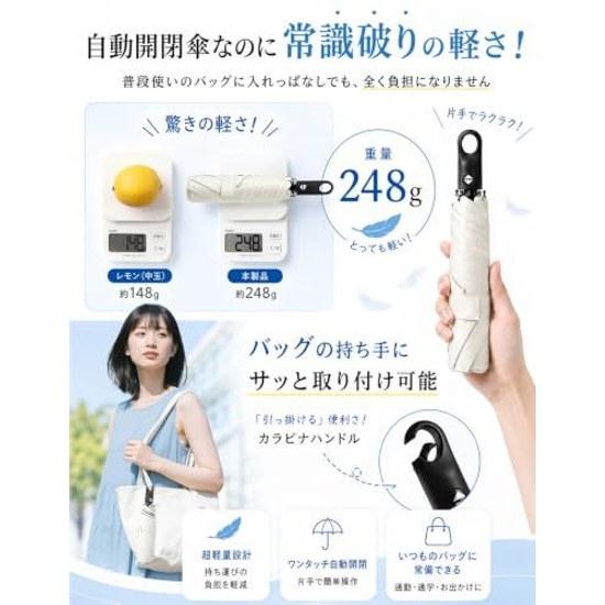 Chakashodina Sun Umbrella Shape Memory Foldable That Can Be Folded 3 Seconds Automatic Open Close Reverse Prevention Complete Shading UV Cut 100 Heat
