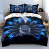 Mystical Blue Nine-Tailed Fox Bedding Duvet Cover Set  (1*Duvet Cover 2*Pillowcases, Without Duvet Insert)