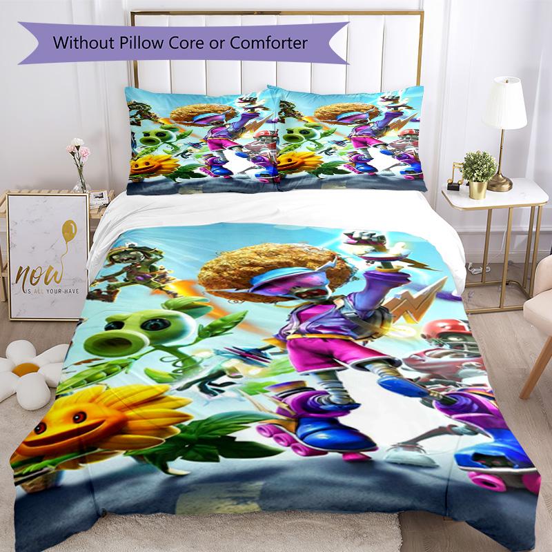 Plants Vs. Zombies Duvet Cover Set Suitable for Dormitory Machine Washable Perfect Gift for Friends & Family