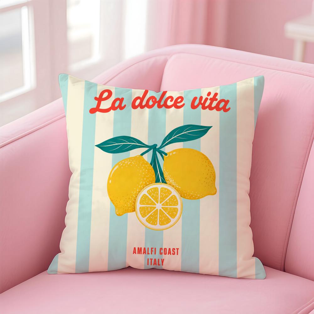 Lemon Amalfi Coast Cushion Cover Short Plush Soft DoubleSided Printing Pillow Case Cozy Sofa Bedroom Home Decor Gift