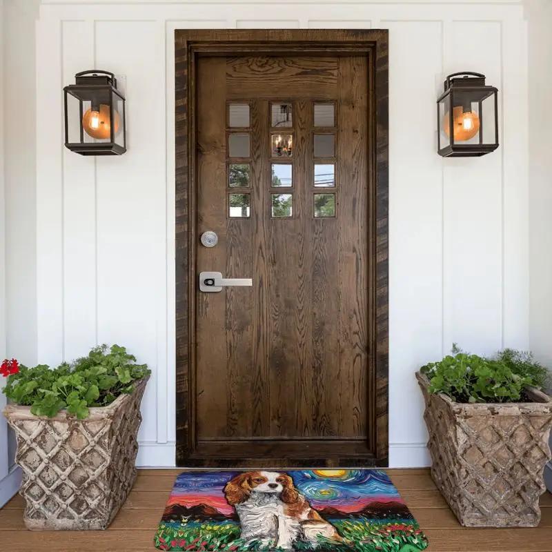 Cavalier King Charles Spaniel Pet Portraits Art Doormat Non-Slip Kitchen Bath Mat Bedroom Balcony Door Floor Entrance Carpet Rug