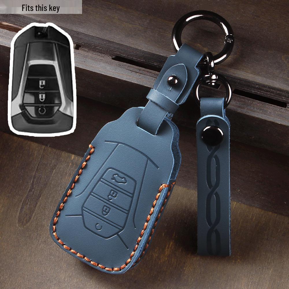 Premium Genuine Leather Key Case for Isuzu DMAX/MUX Smart Remote