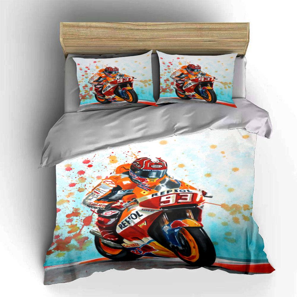 Motorradrennfahrer mit Spritzern. Bettwäsche-Sets Bettbezug-Sets Bettbezüge Kissenbezüge(1*Bettbezug 2*Kissenbezüge ohne Bettdecke)
